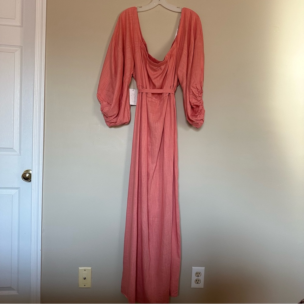 Pink Linen Summer Dress Size 24 Maxi